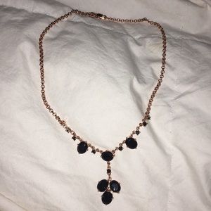 J. Crew Delicate Rose Gold, Black Stone Necklace